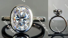 Wendyann's- Oval bezel setting oval moissanite engagement ring| Doveggs