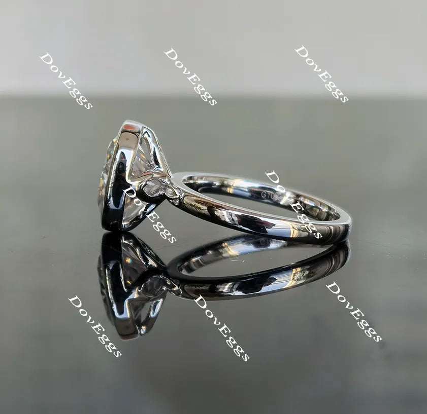 Wendyann's- Oval bezel setting oval moissanite engagement ring| Doveggs