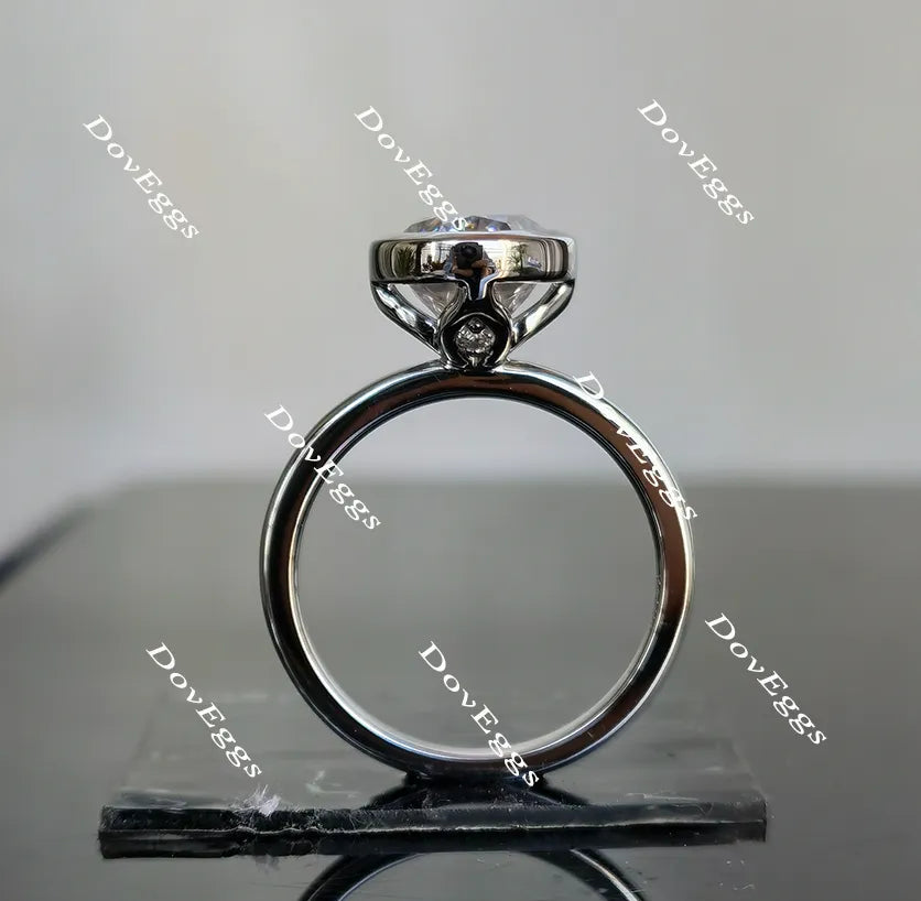 Wendyann's- Oval bezel setting oval moissanite engagement ring| Doveggs