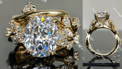 Oval leaves & vine moissanite engagement ring only| Doveggs
