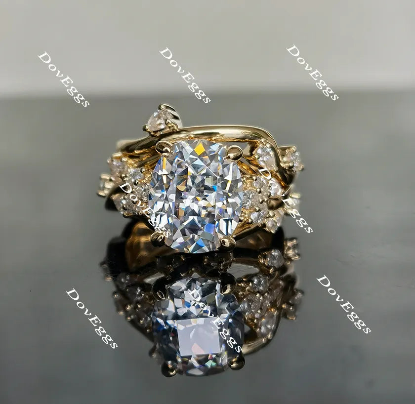 Oval leaves & vine moissanite engagement ring only| Doveggs