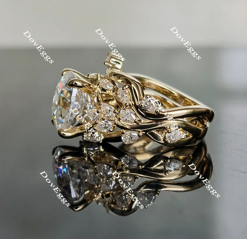 Oval leaves & vine moissanite engagement ring only| Doveggs