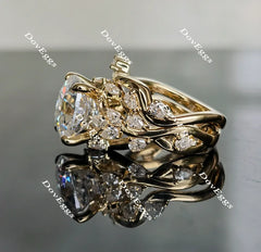 Oval leaves & vine moissanite engagement ring only| Doveggs