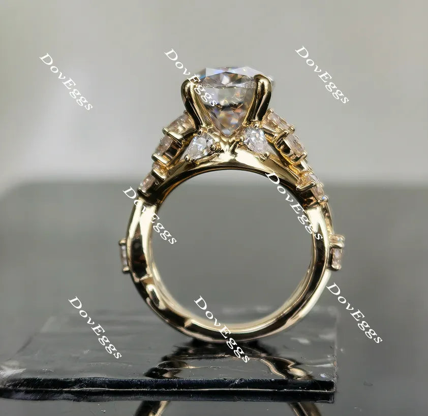 Oval leaves & vine moissanite engagement ring only| Doveggs