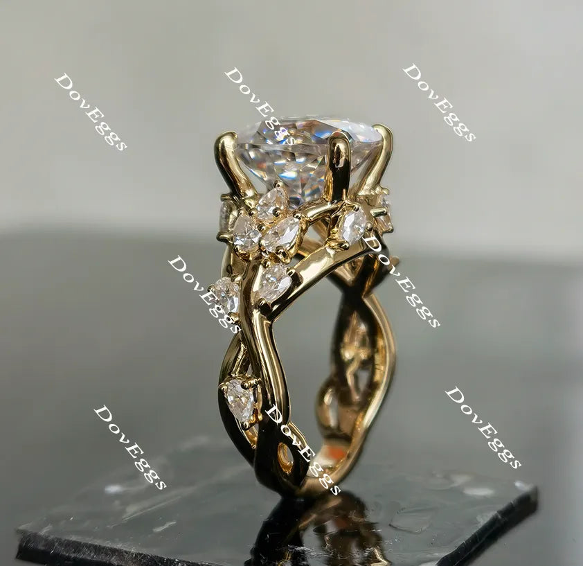 Oval leaves & vine moissanite engagement ring only| Doveggs