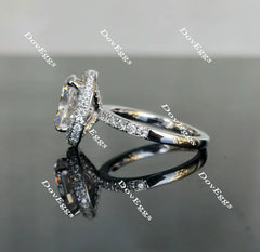 Oval halo pave moissanite engagement ring| Doveggs
