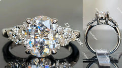 Oval side stones moissanite engagement ring| Doveggs