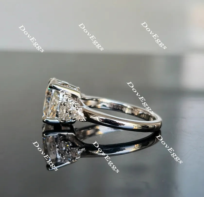 Oval side stones moissanite engagement ring| Doveggs