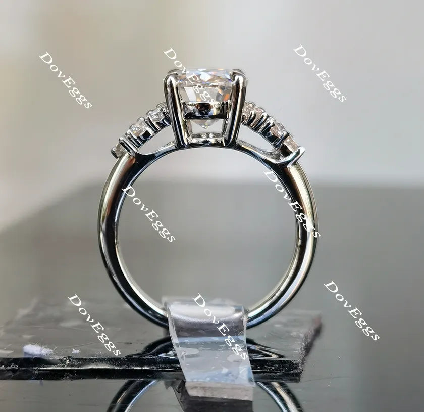 Oval side stones moissanite engagement ring| Doveggs