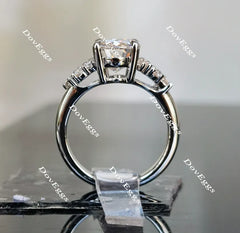 Oval side stones moissanite engagement ring| Doveggs