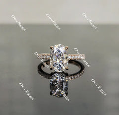 Oval half eternity pave moissanite engagement ring| Doveggs