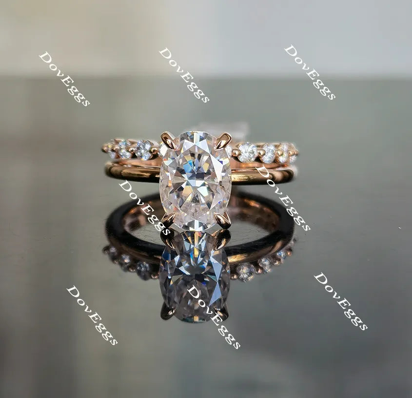 Oval solitaire moissanite engagement ring(engagement ring only)| Doveggs