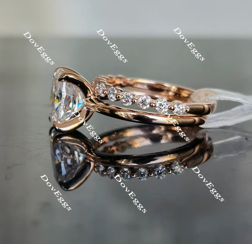 Oval solitaire moissanite engagement ring(engagement ring only)| Doveggs