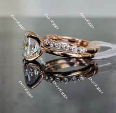 Oval solitaire moissanite engagement ring(engagement ring only)| Doveggs
