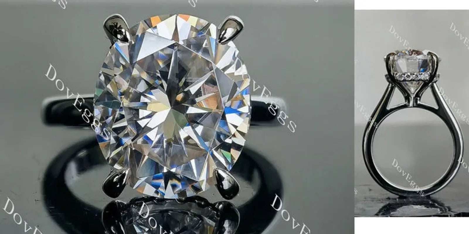 The Divine-Oval hidden halo moissanite engagement ring| DovEggs