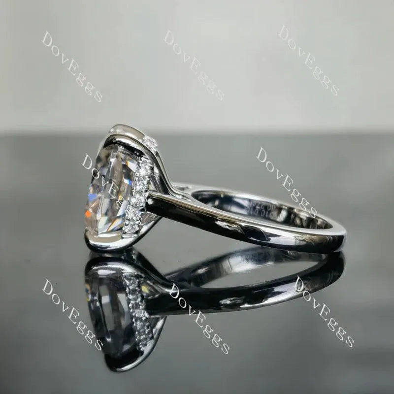 The Divine-Oval hidden halo moissanite engagement ring| DovEggs