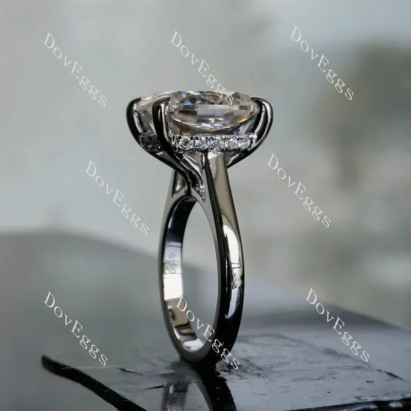 The Divine-Oval hidden halo moissanite engagement ring| DovEggs