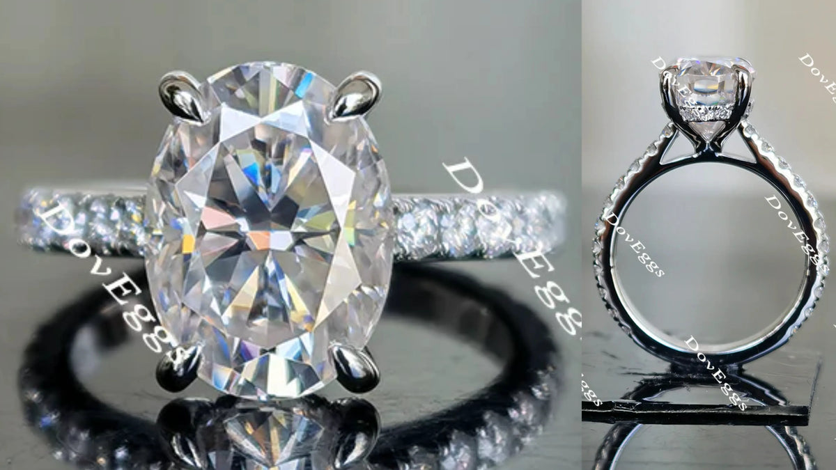 The Christina-Oval pave moissanite engagement ring| Doveggs