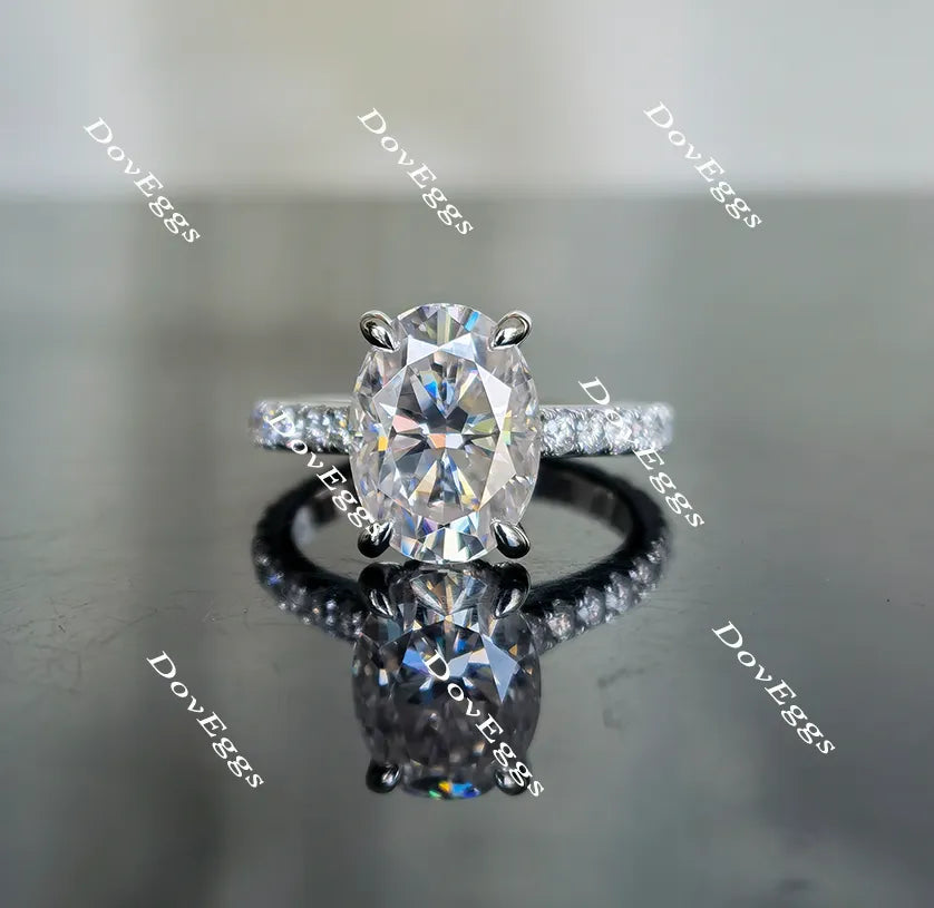 The Christina-Oval pave moissanite engagement ring| Doveggs