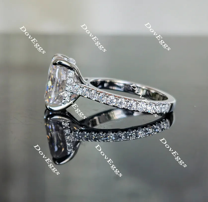 The Christina-Oval pave moissanite engagement ring| Doveggs