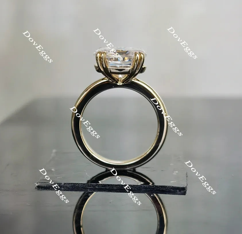 Oval solitaire moissanite double claw engagement ring| Doveggs