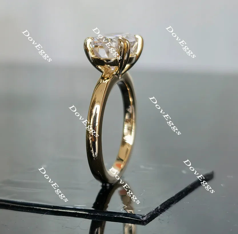 Oval solitaire moissanite double claw engagement ring| Doveggs