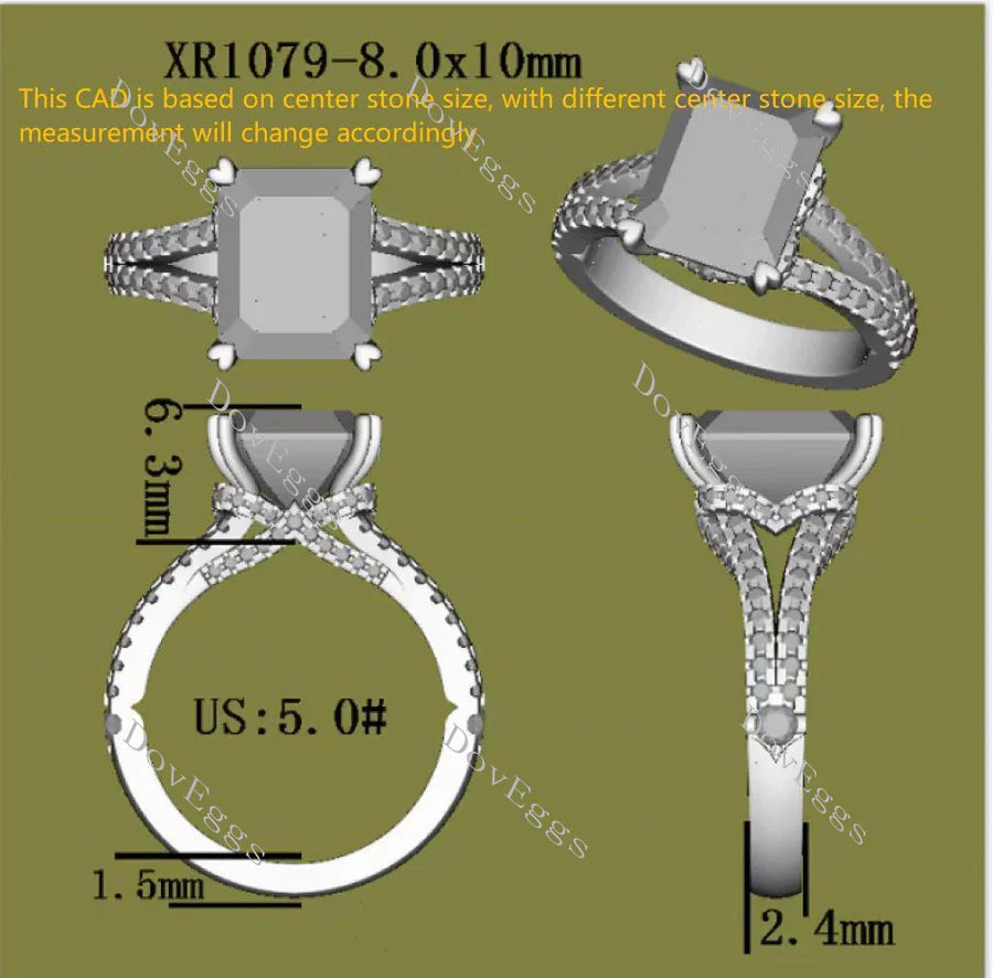 Doveggs split shank pave engagement ring only semi-mount only(Exclusively to DovEggs Stones)