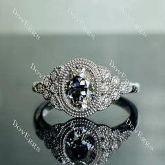Atherine’s Joy-Oval side stones stardust grey moissanite engagement ring| DovEggs