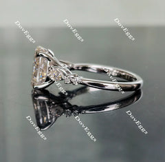 Oval side stone moissanite engagement ring| Doveggs