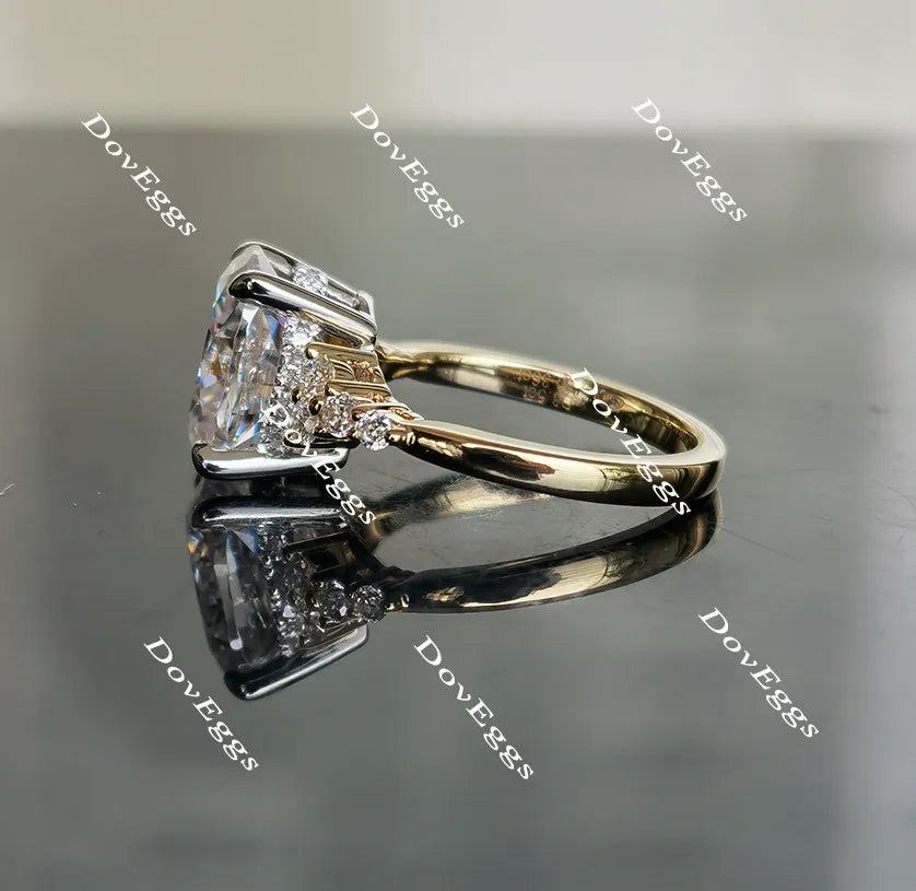 Sandra-Oval side stone moissanite engagement ring| Doveggs