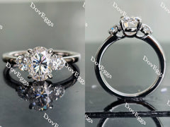 Oval three stones moissanite engagement ring| Doveggs
