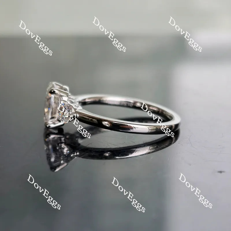 Oval three stones moissanite engagement ring| Doveggs