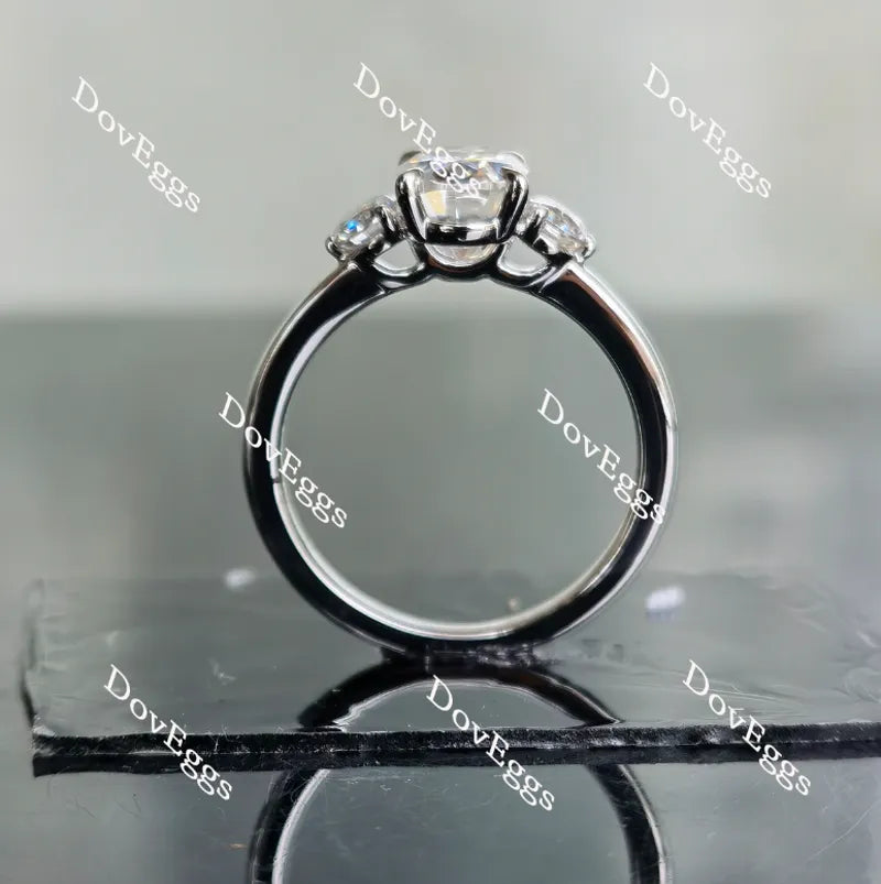 Oval three stones moissanite engagement ring| Doveggs