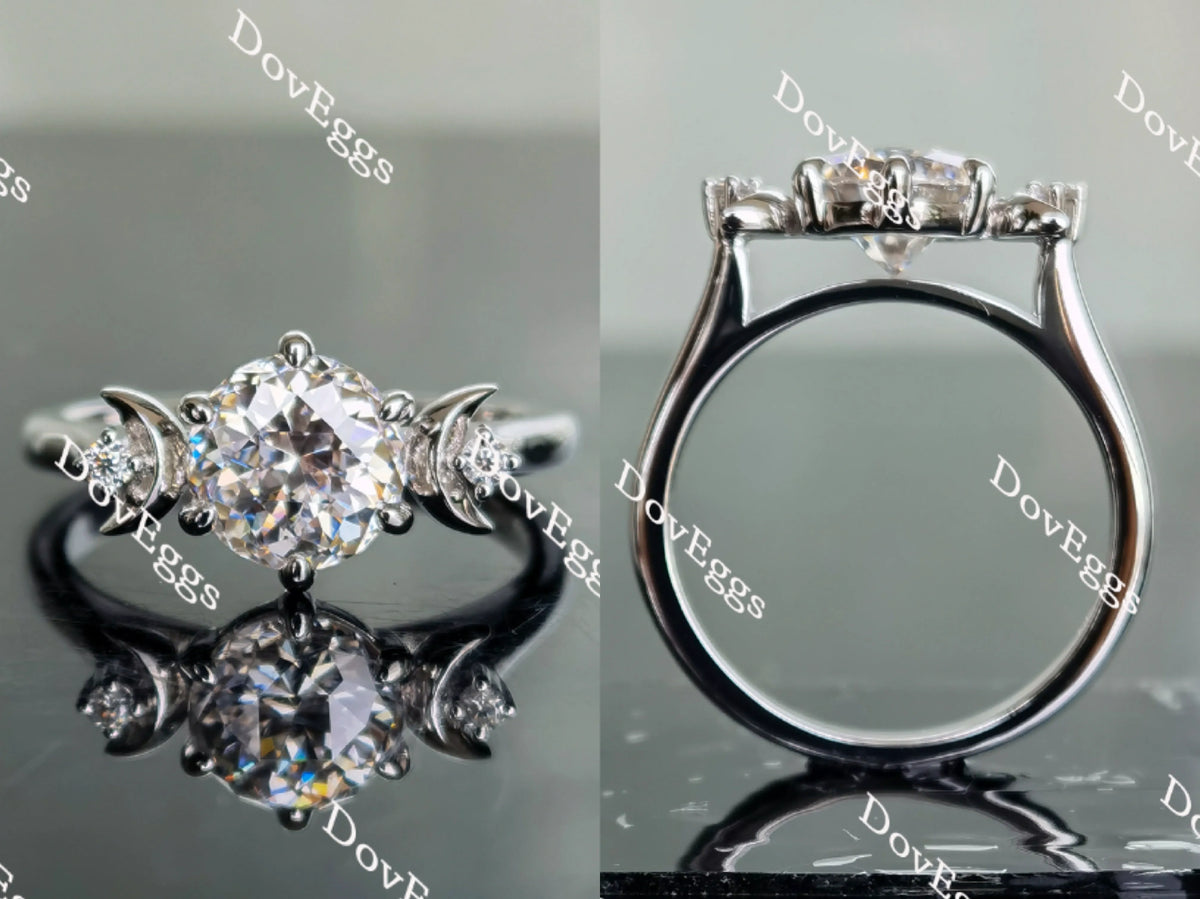 Doveggs half moon three-stone moissanite engagement ring