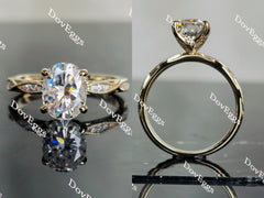 Oval art deco moissanite engagement ring| Doveggs