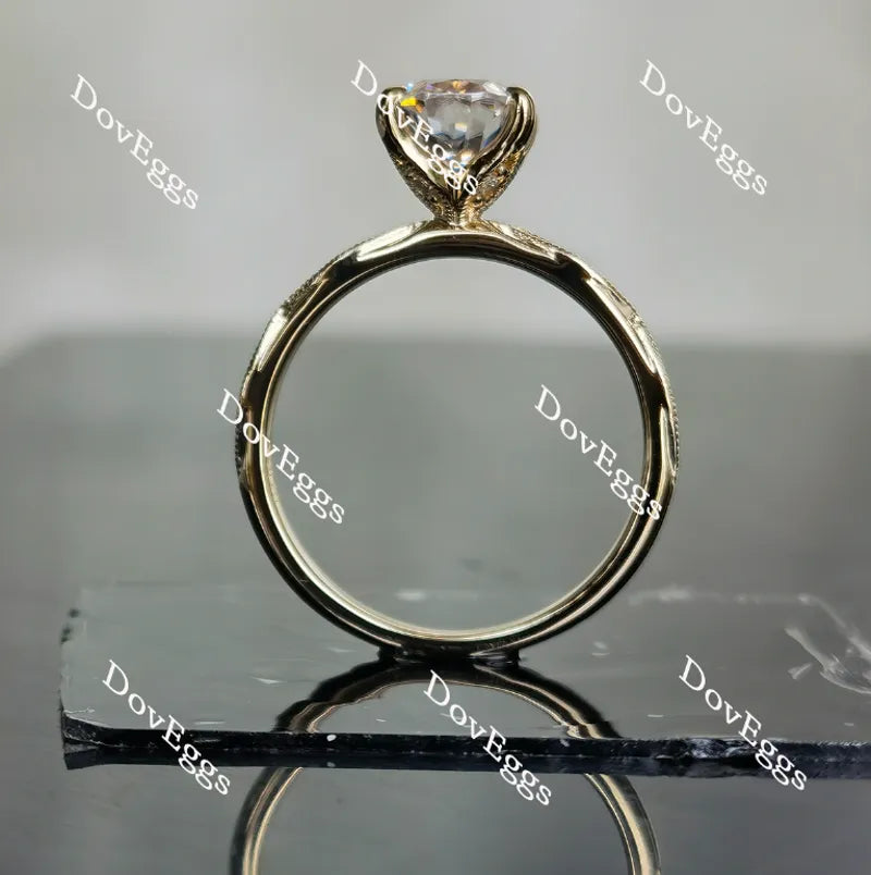 Oval art deco moissanite engagement ring| Doveggs