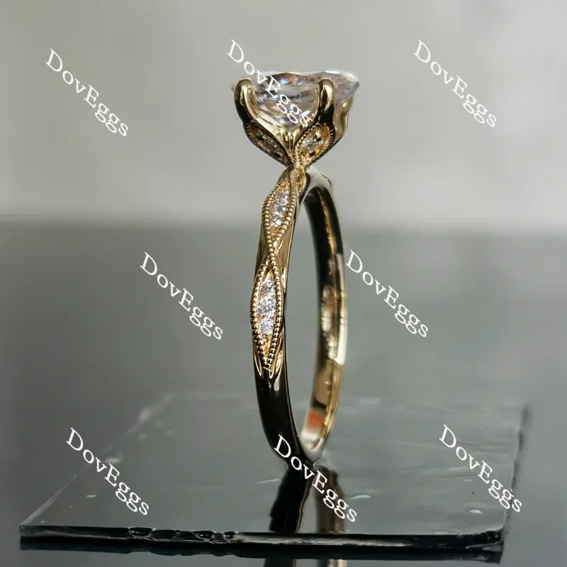 Oval art deco moissanite engagement ring| Doveggs