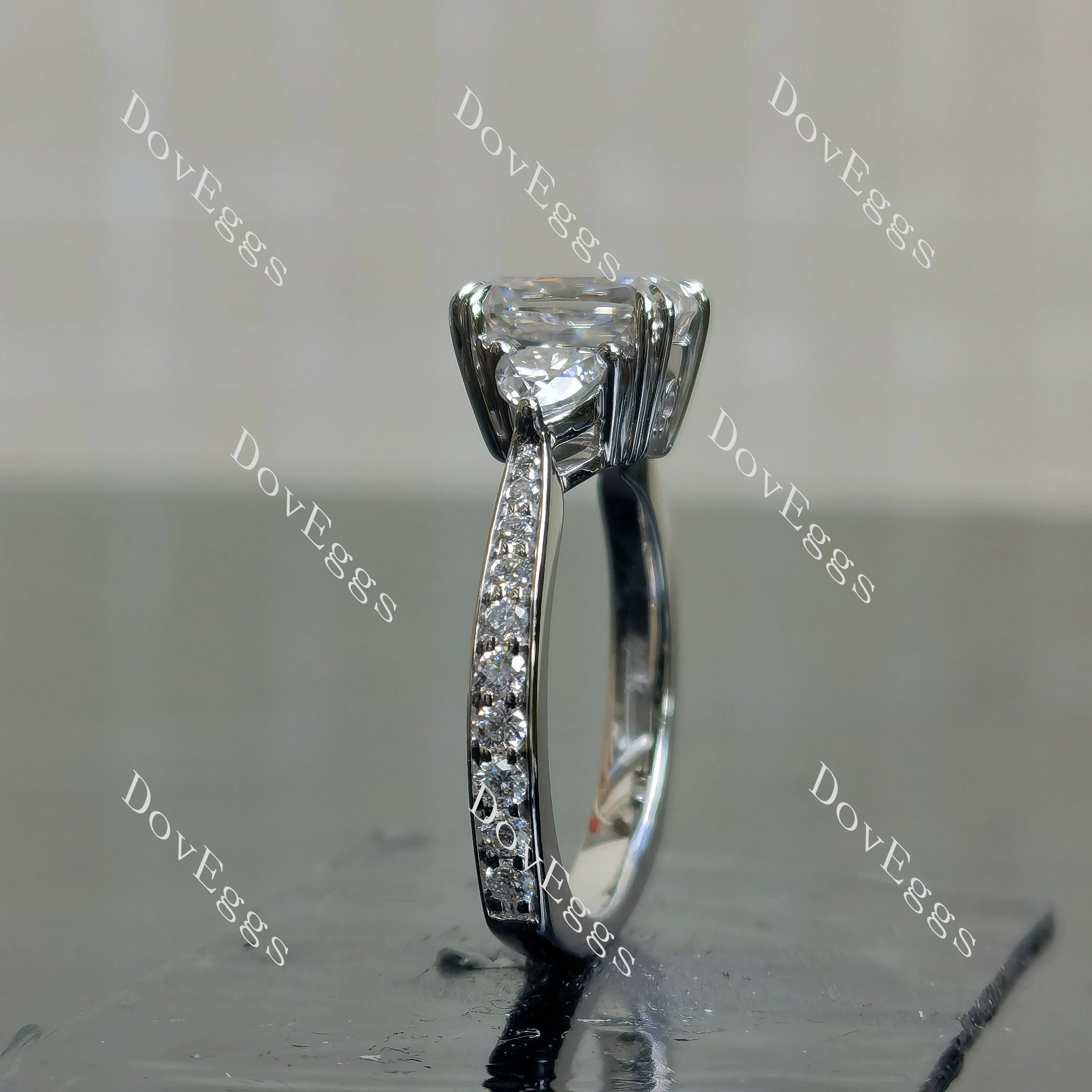 Doveggs three-stone engagement ring semi-mount only(Exclusively to DovEggs Stones)