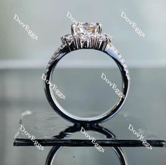 Oval split shank halo moissanite engagement ring| Doveggs