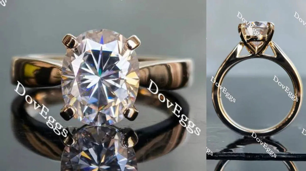 Bezel solitaire art deco engagement ring semi-mount only(Exclusively to DovEggs Stones)