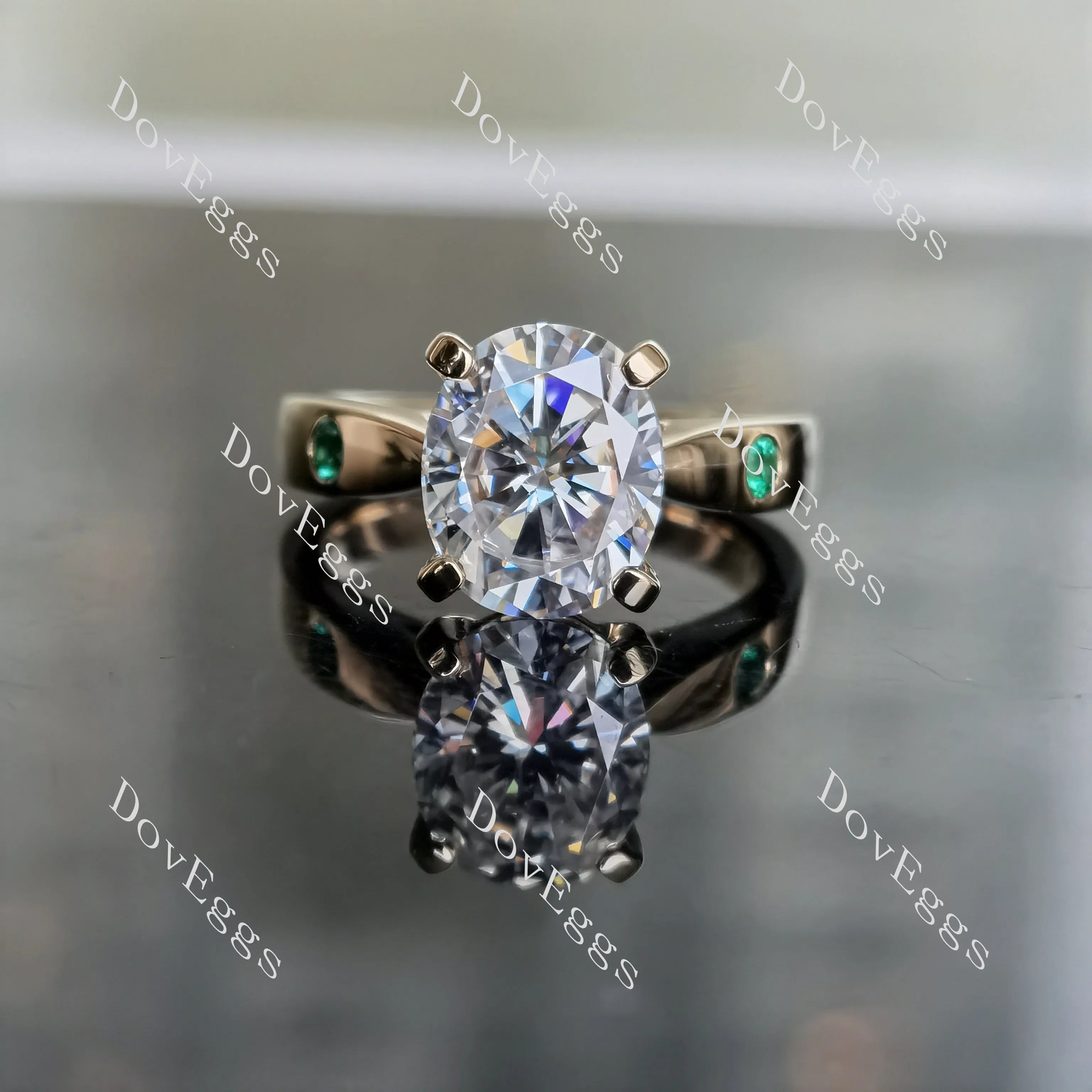 Oval art deco moissanite engagement ring| DovEggs