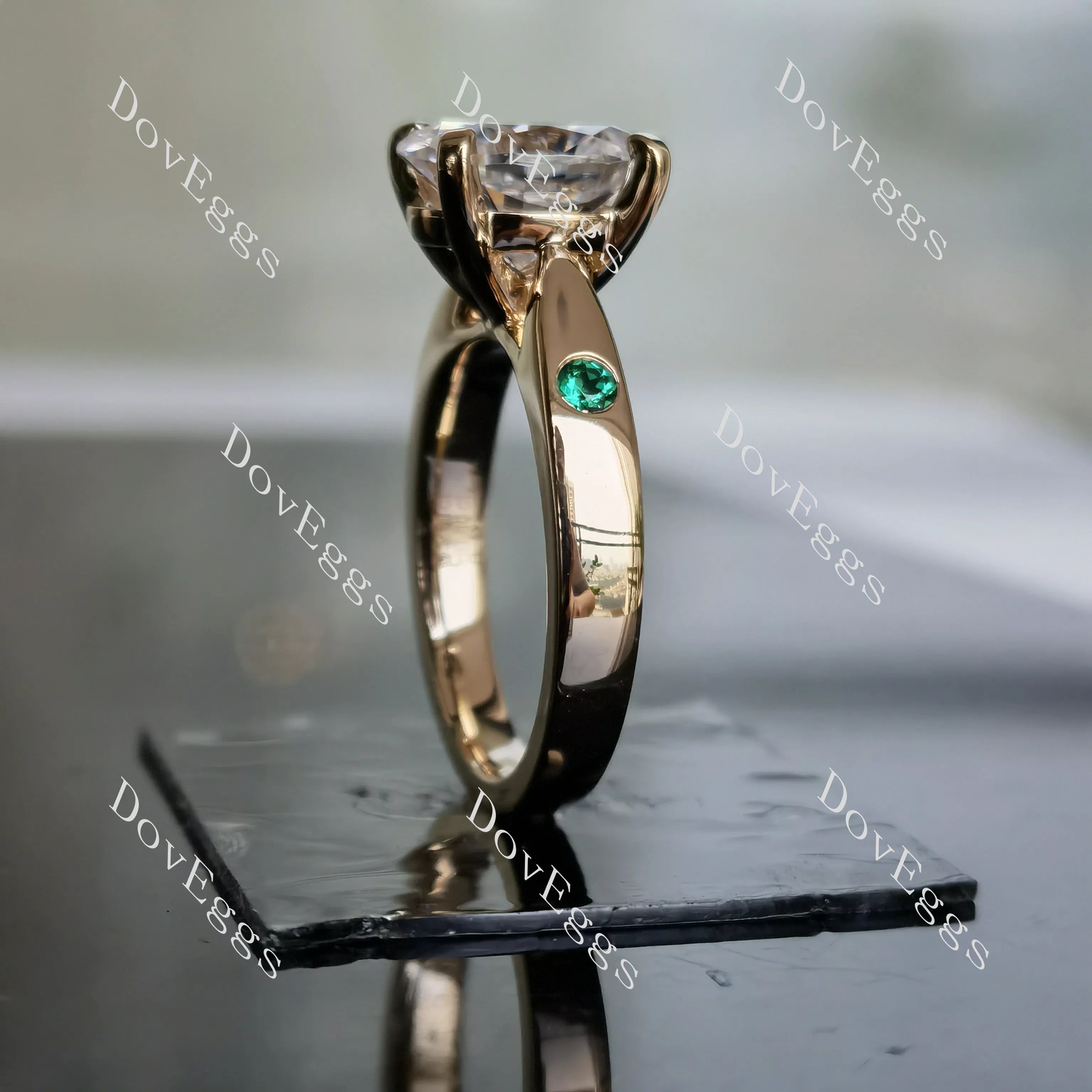 Oval art deco moissanite engagement ring| DovEggs