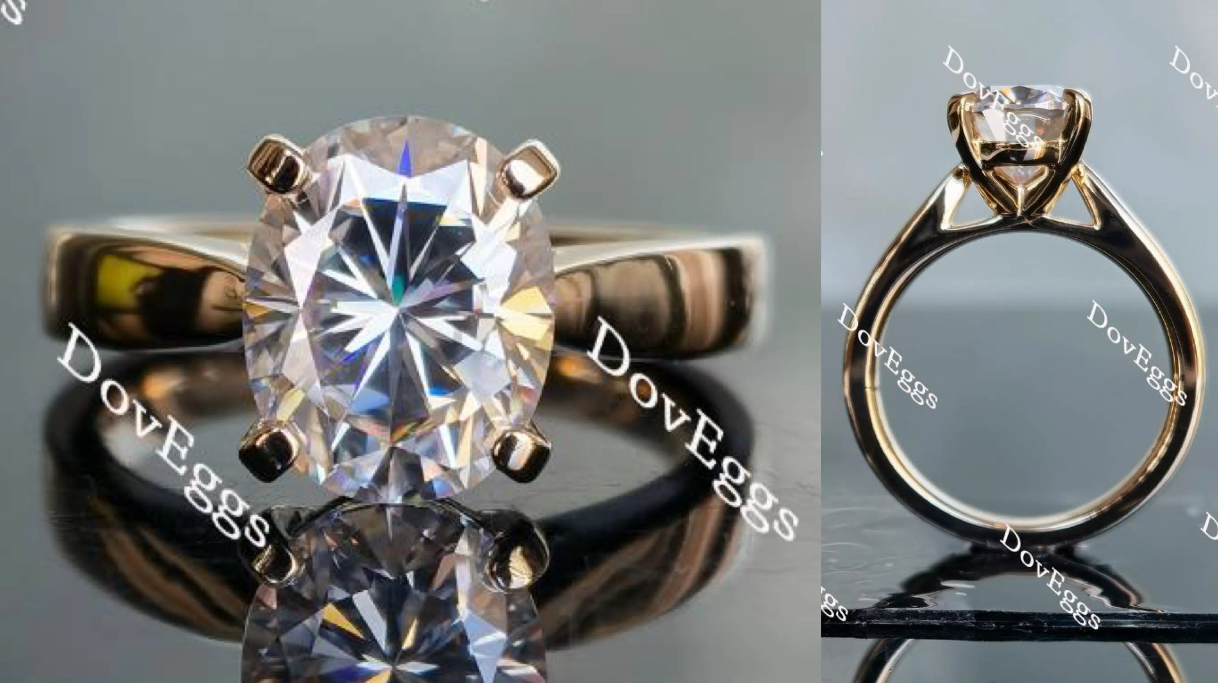 Oval solitaire moissanite engagement ring| DovEggs