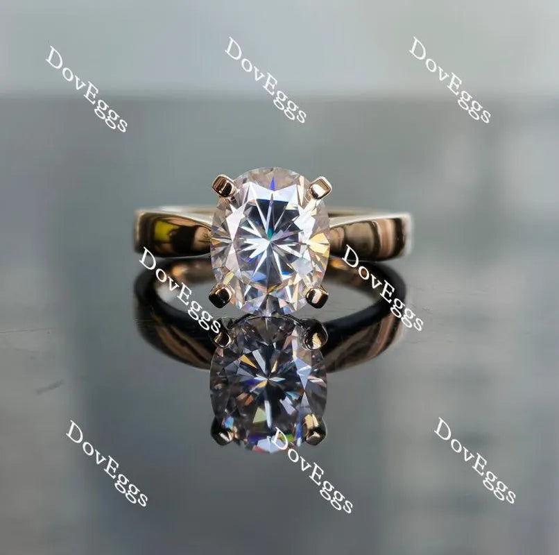 Oval solitaire moissanite engagement ring| DovEggs