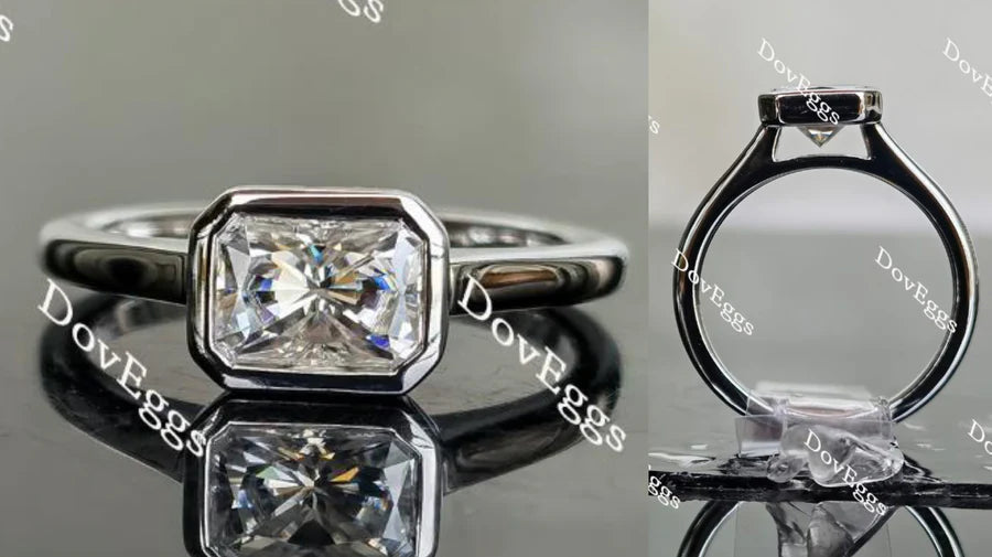 Solitaire bezel solitaire east-west engagement ring only semi-mount only(Exclusively to DovEggs Stones)