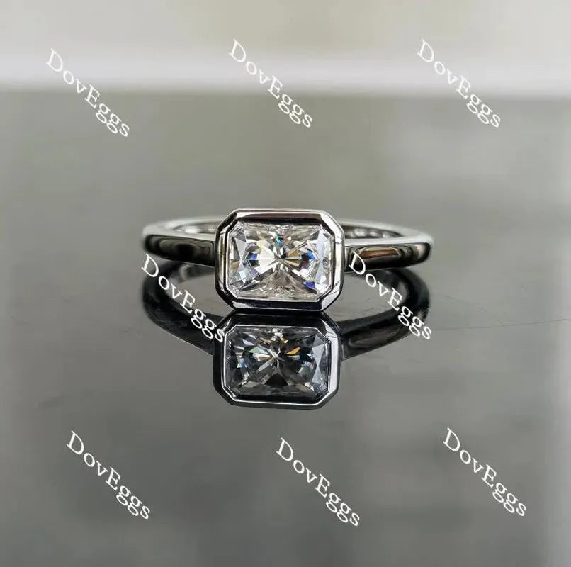 Solitaire bezel solitaire east-west engagement ring only semi-mount only(Exclusively to DovEggs Stones)