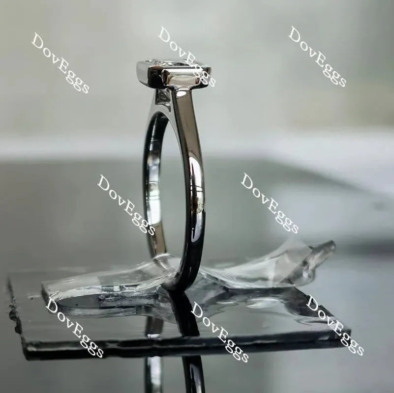 Solitaire bezel solitaire east-west engagement ring only semi-mount only(Exclusively to DovEggs Stones)