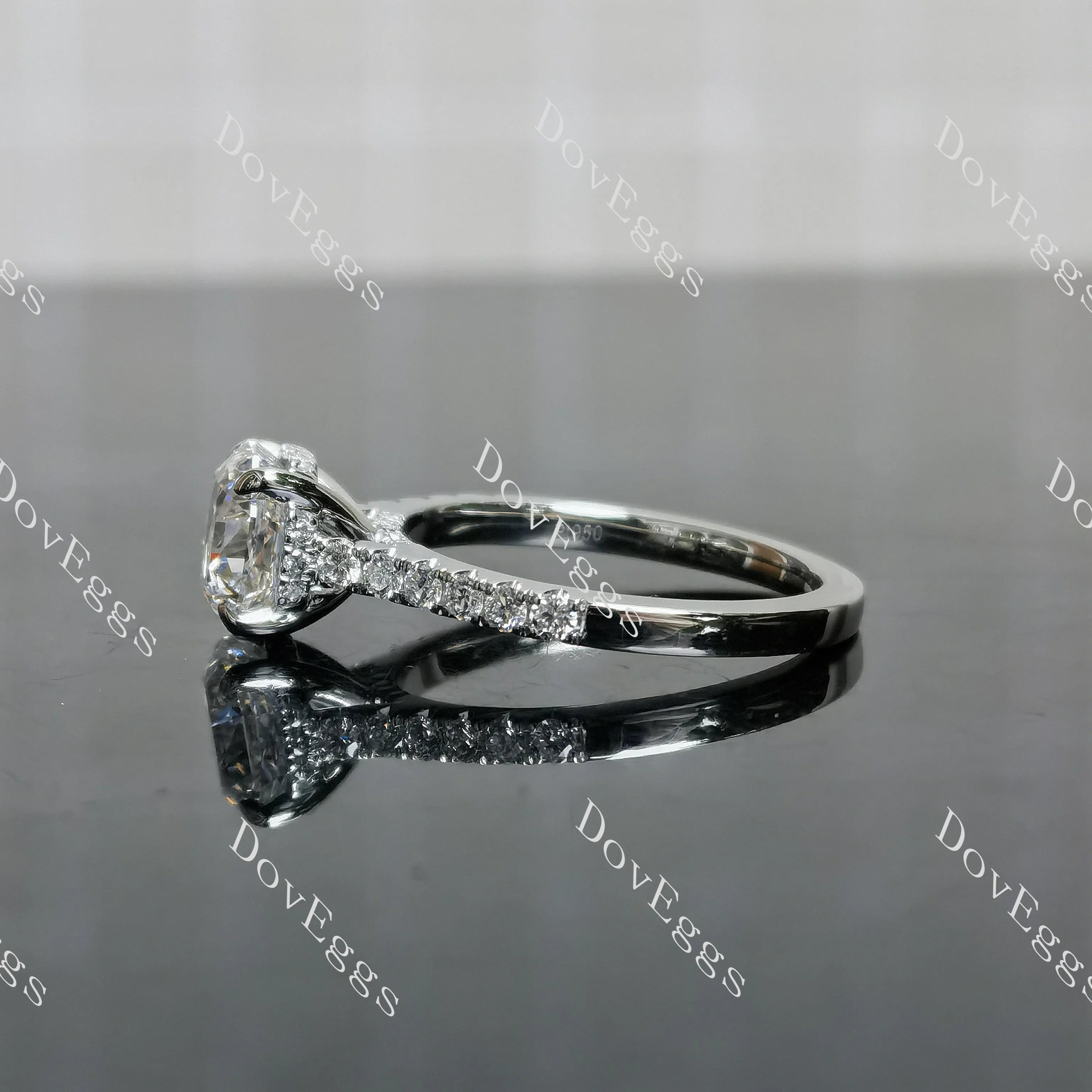 Octagon pave half eternity moissanite engagement ring| DovEggs