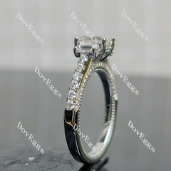 (size 9) Doveggs 1ct GHI color emerald moissanite engagement SS ring