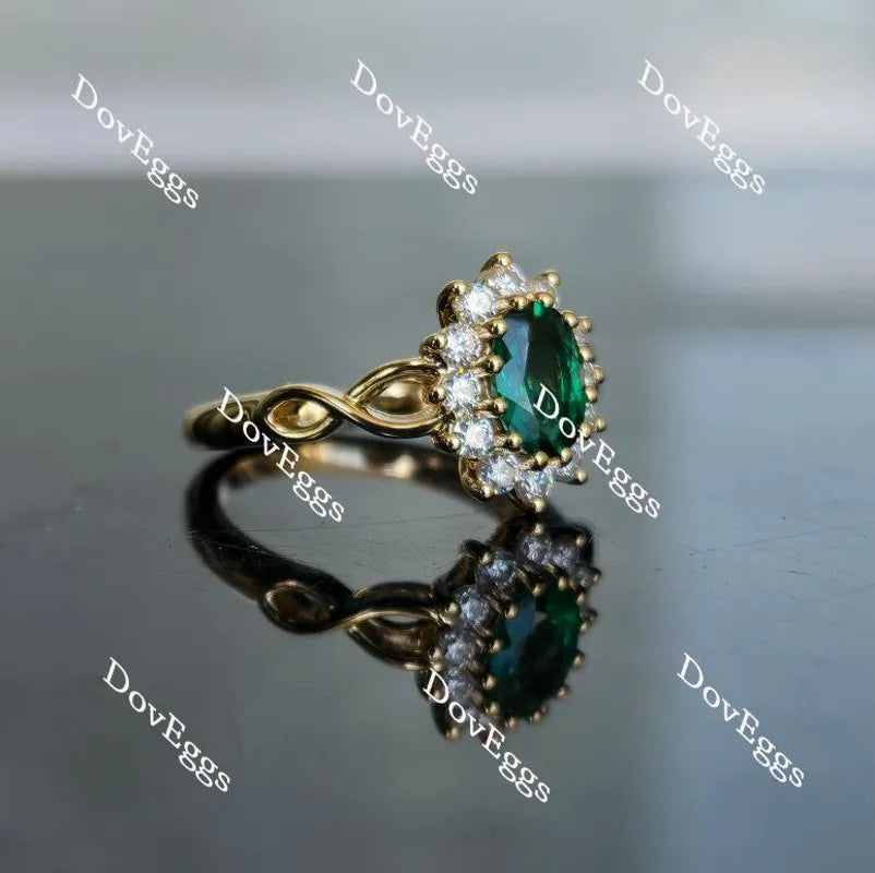 Oval floral colored gem engagement ring| Doveggs